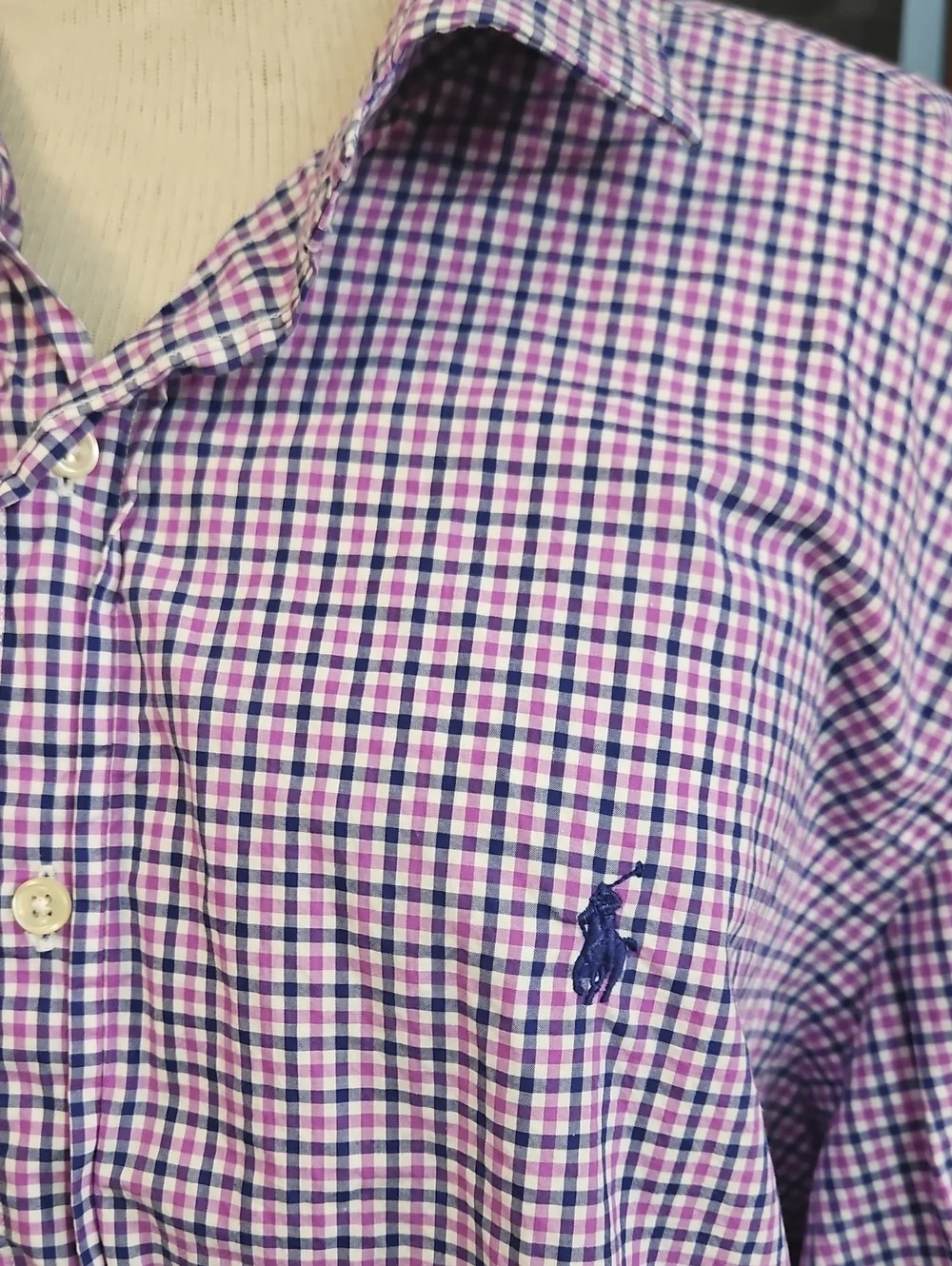 Polo Ralph Lauren Men's Long-Sleeve Check Button-Up Shirt - Lavender/Navy - XXL